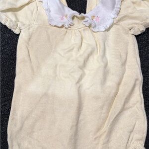 Janie and Jack Yellow Romper with Embroidered Collar